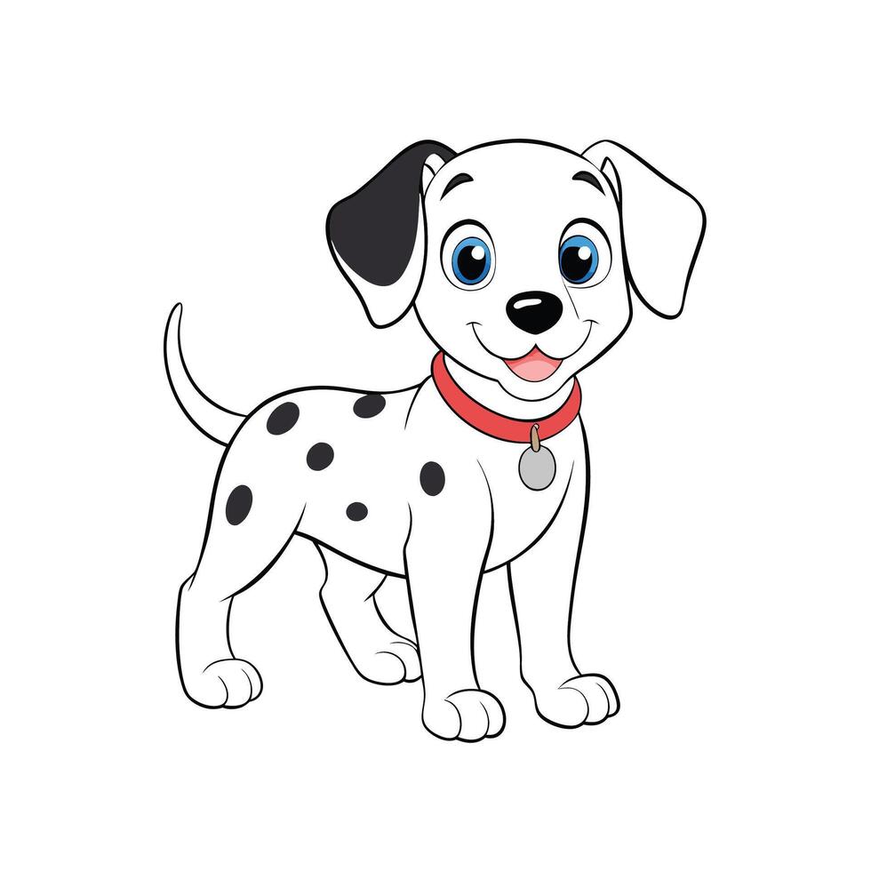 Cute Dalmatian puppy cartoon illustration with a collar vector