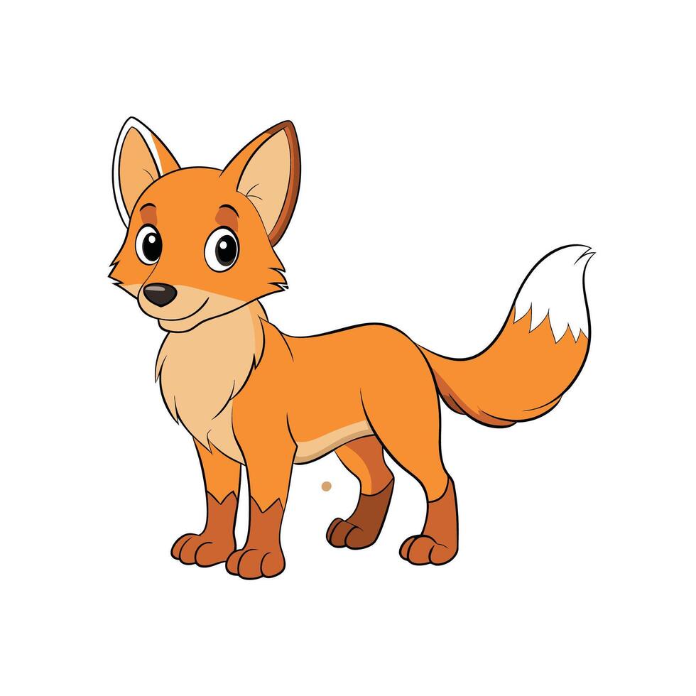 Cartoon fox illustration standing on a white background vector