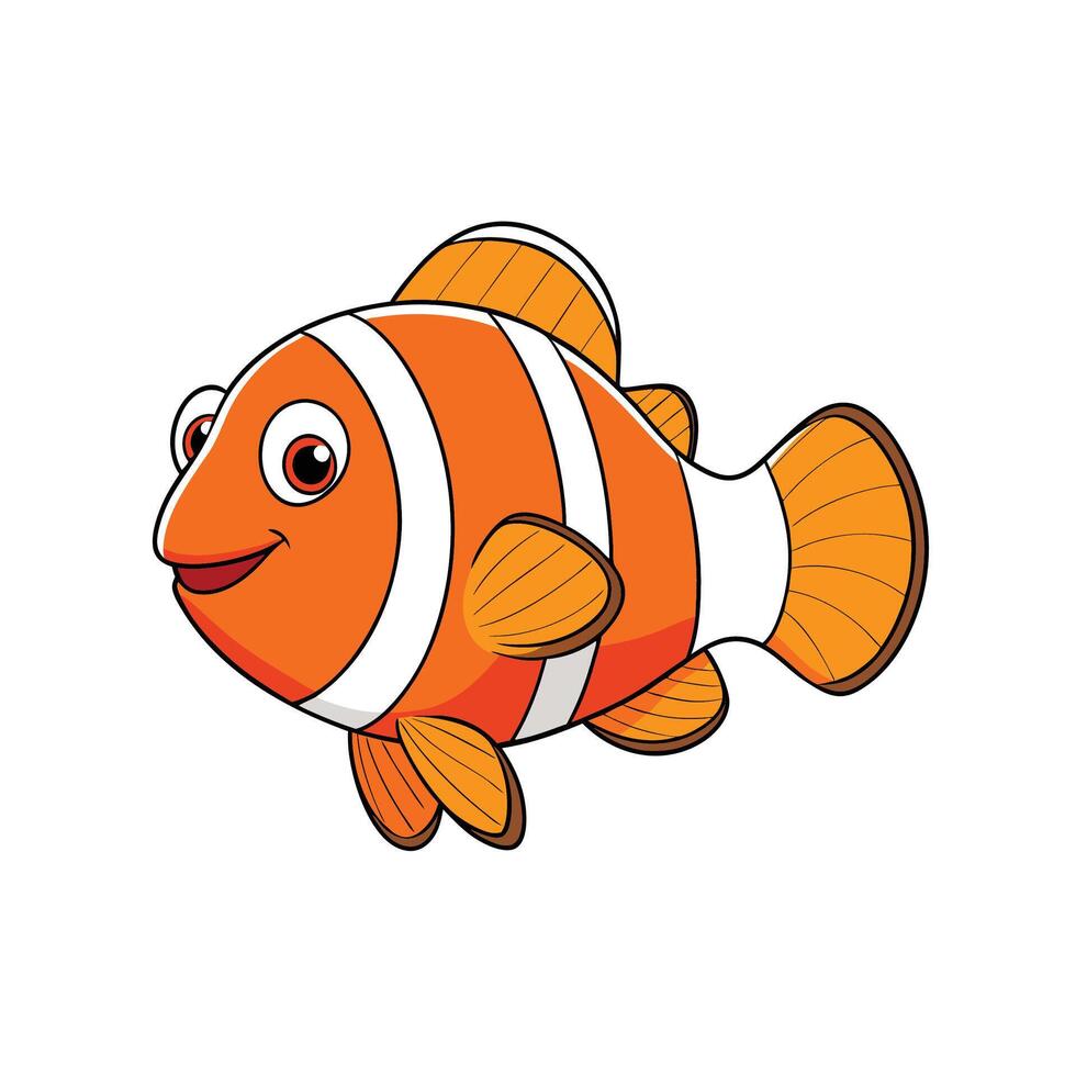 Cartoon clownfish swimming isolated on white background illustration asset vector