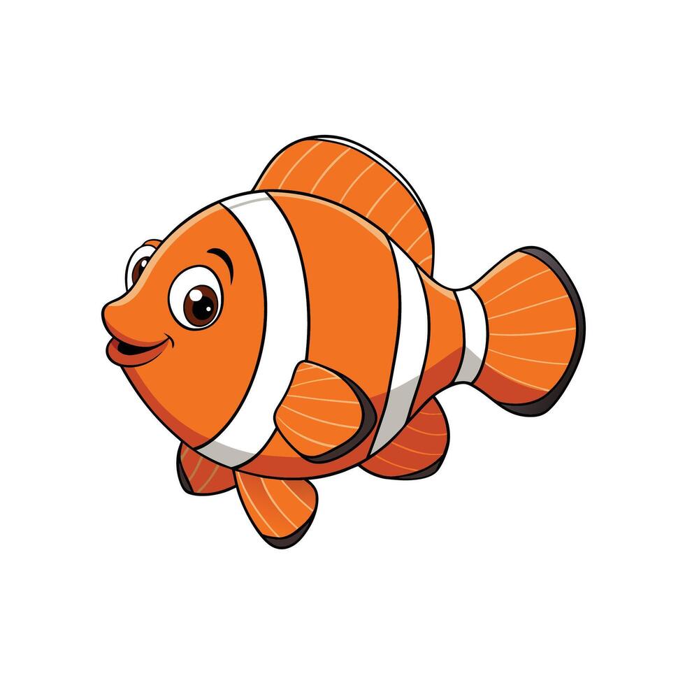 Cute cartoon clownfish swimming with a happy expression vector