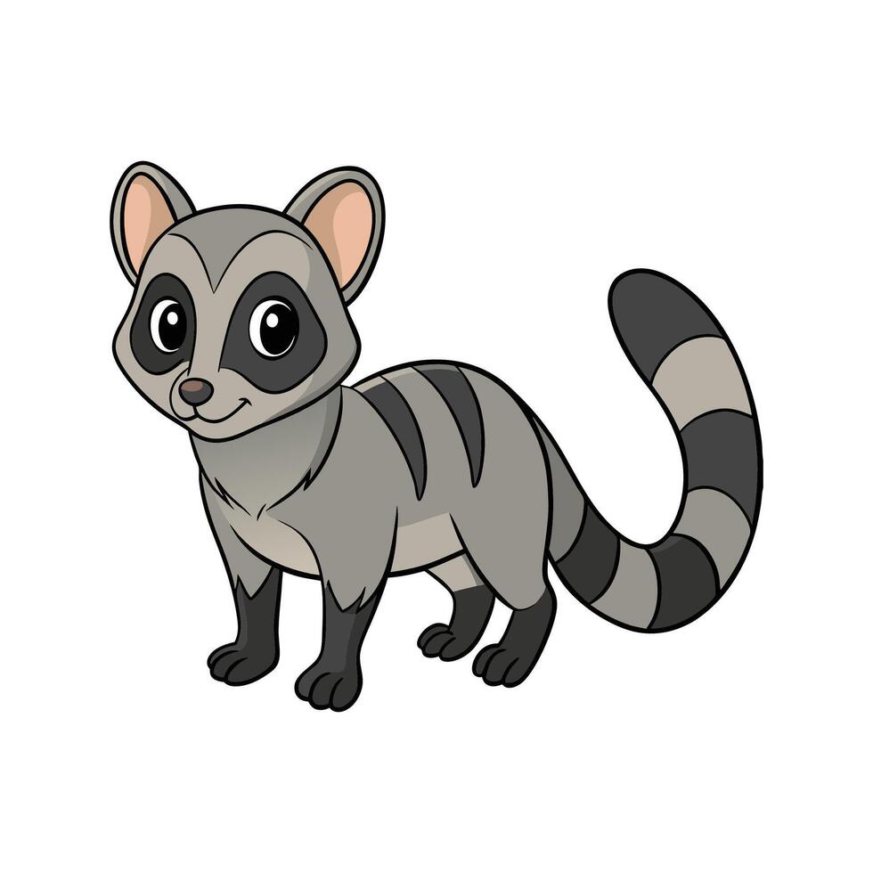 Cartoon ringtailed lemur standing isolated on a white background vector