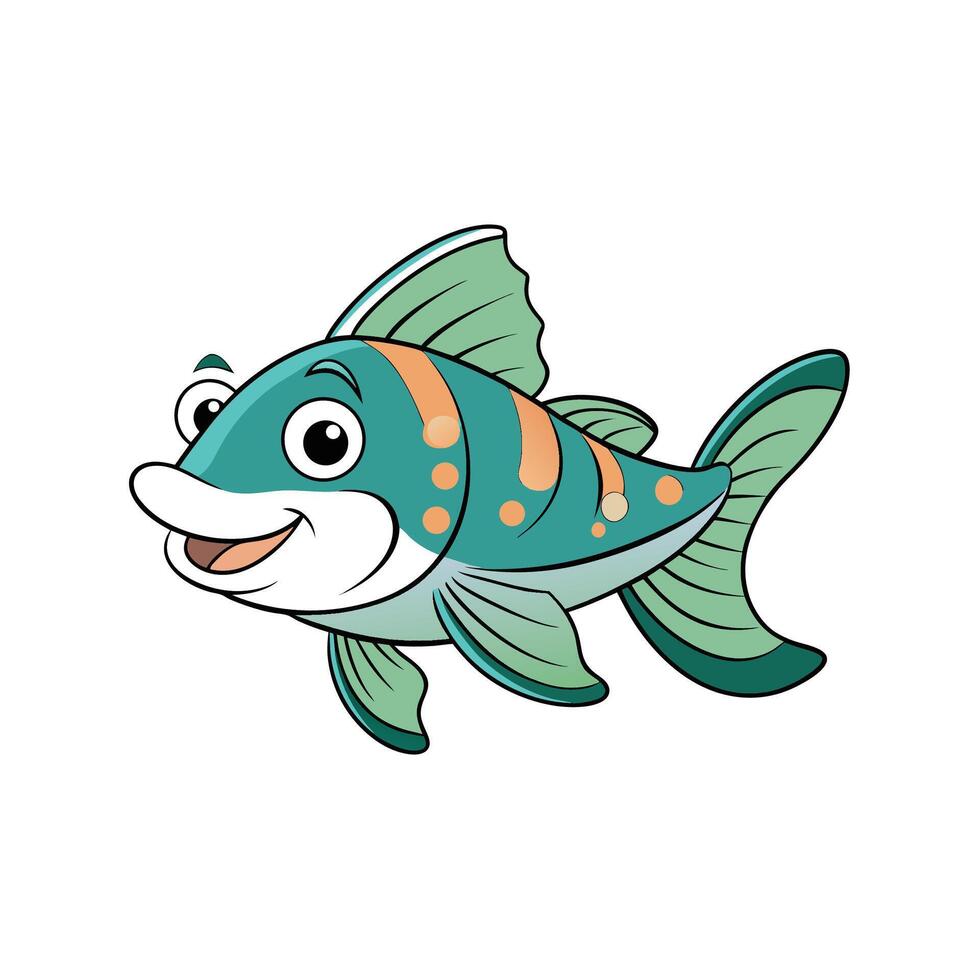 Friendly cartoon fish swimming with a happy expression vector