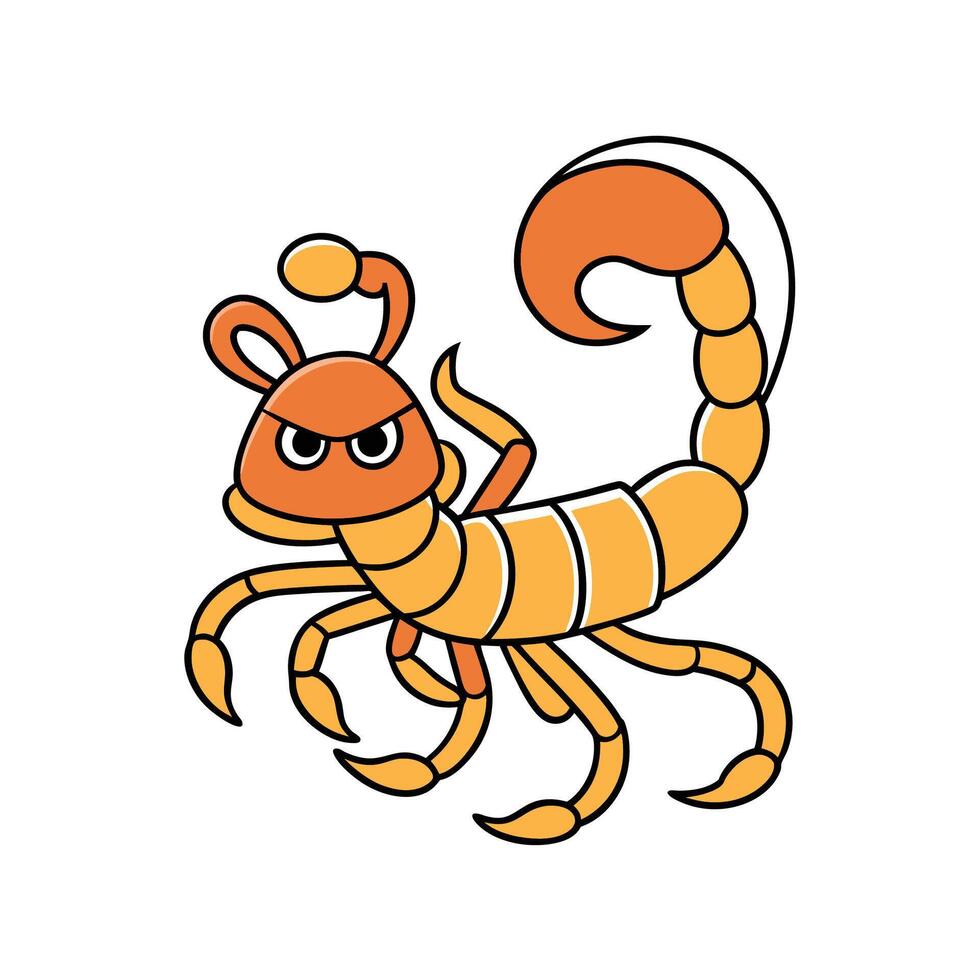 Cartoon scorpion with a threatening expression and claws vector