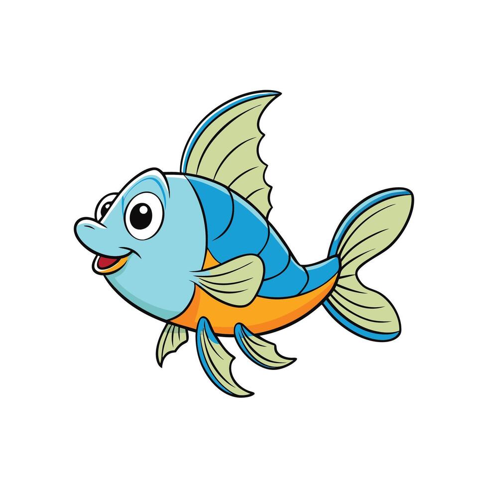 Cartoon fish swimming joyfully in clear blue water illustration vector