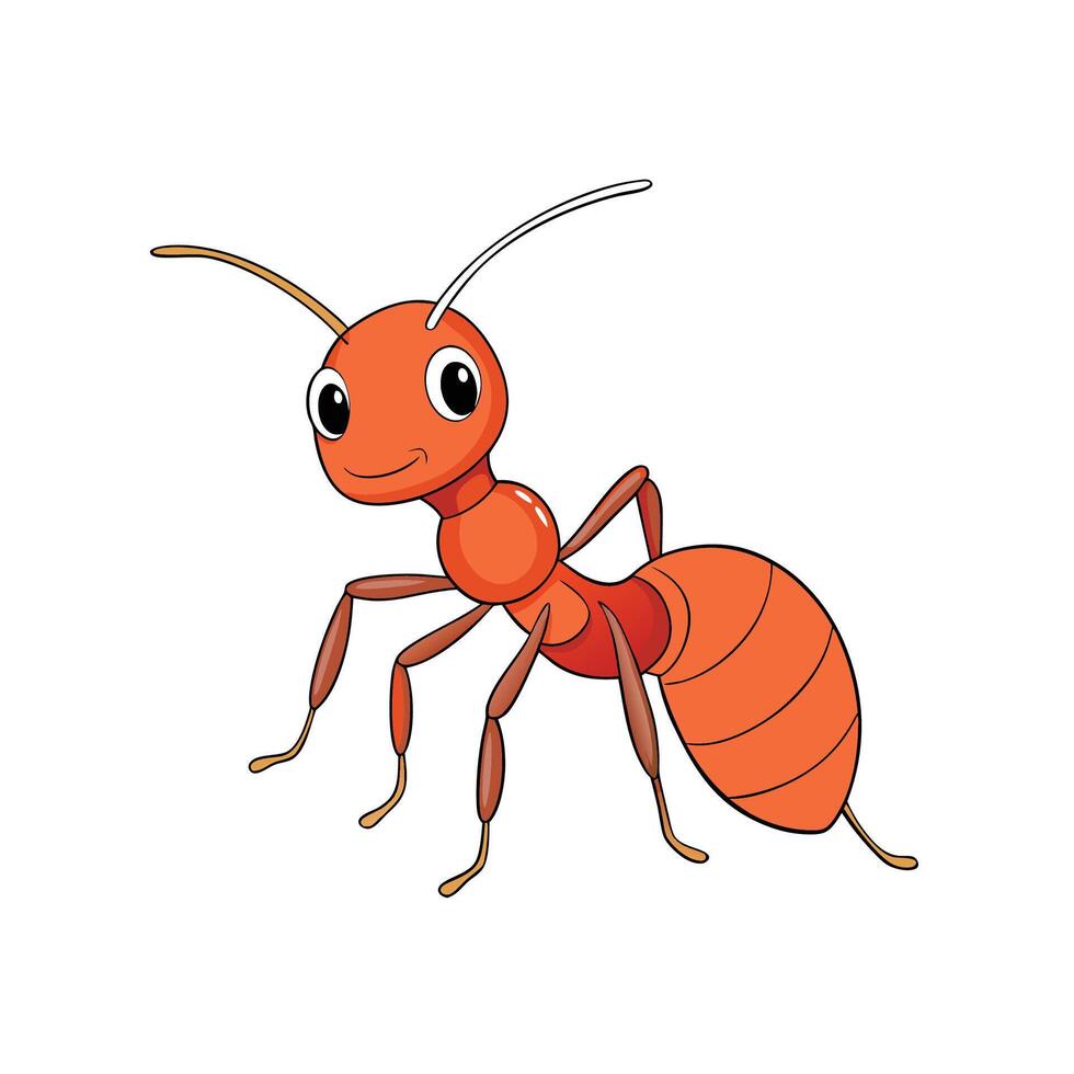 Cartoon style illustration of an orange ant isolated on white vector