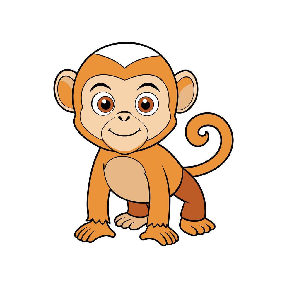 Cartoon monkey character standing isolated on a white background vector
