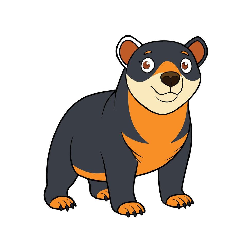 Cartoon sun bear character standing upright and smiling happily vector