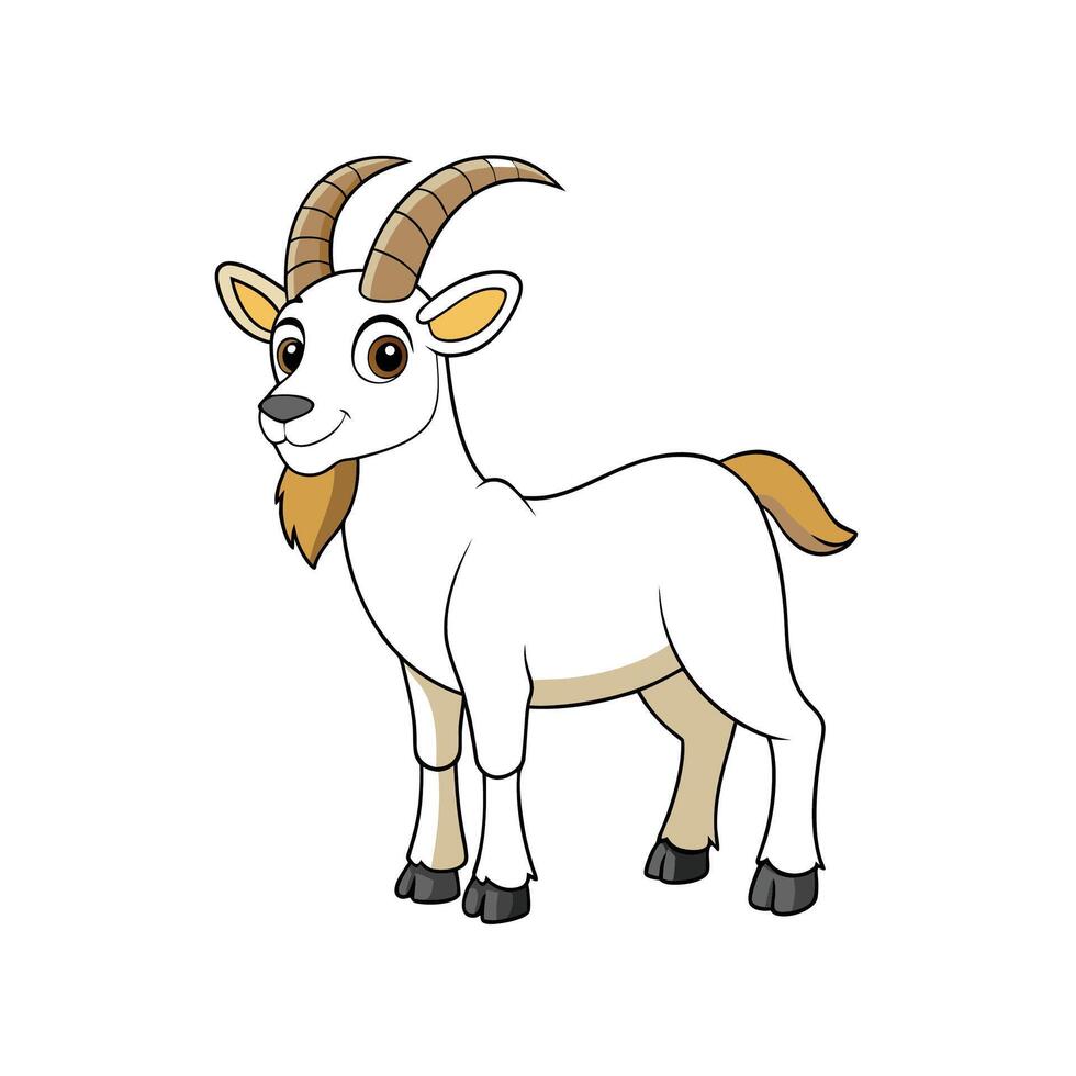 Cartoon goat with curved horns against a white background vector