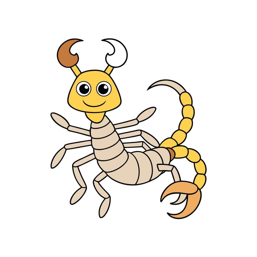 Cartoon scorpion with stinger tail and happy face vector
