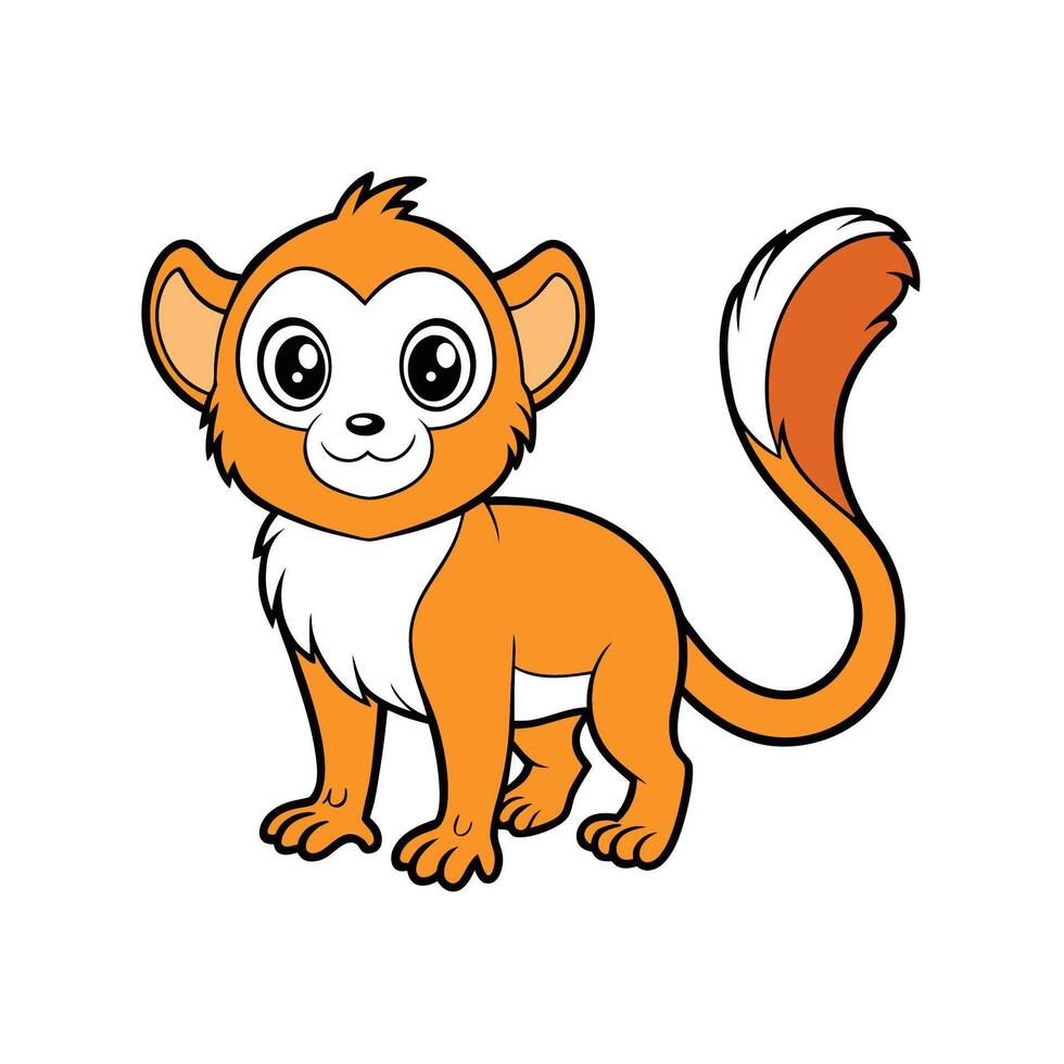 Cartoon monkey character standing isolated on white background illustration vector