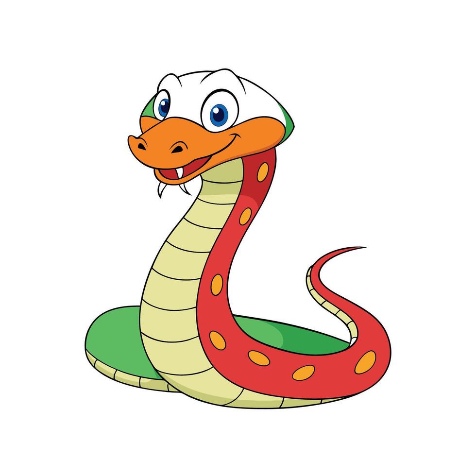 Cartoon snake illustration with outlined simple design vector