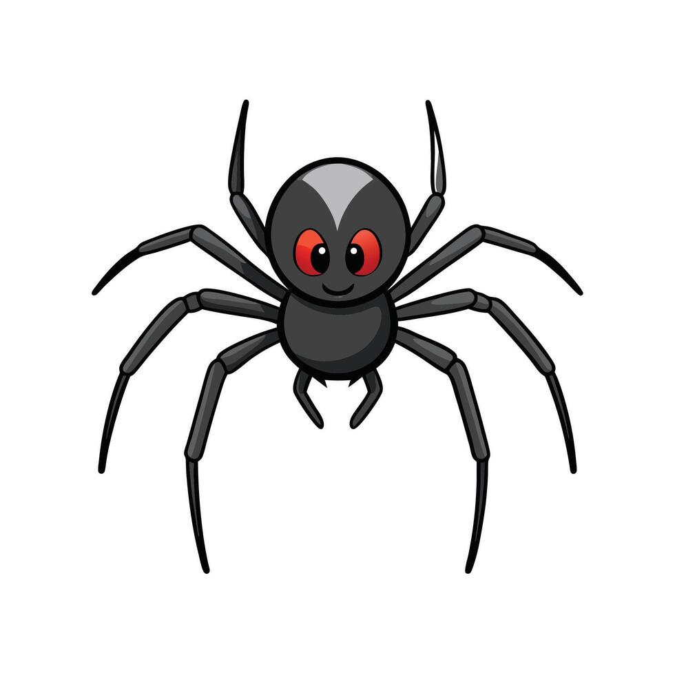 Cartoon style spider illustration with cute face and eight legs vector