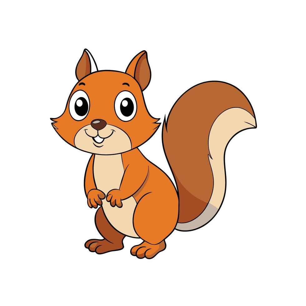 Cartoon illustration of a friendly squirrel standing on white vector