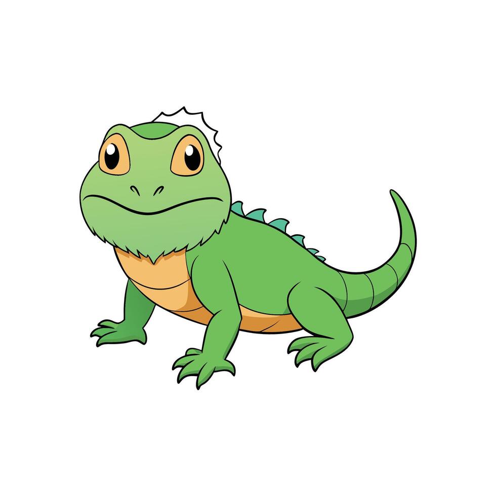 Cartoon iguana posing isolated on white background illustration vector