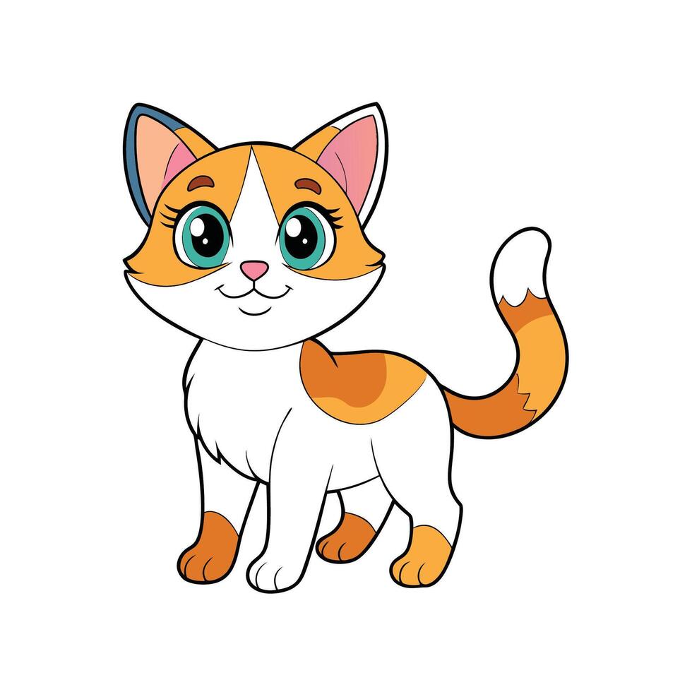 Cute cartoon cat character in orange and white tones vector