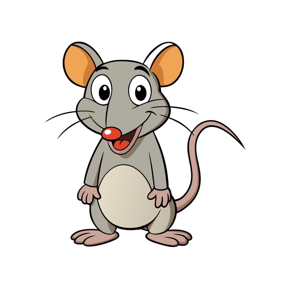 Cartoon gray mouse character standing isolated on white background vector
