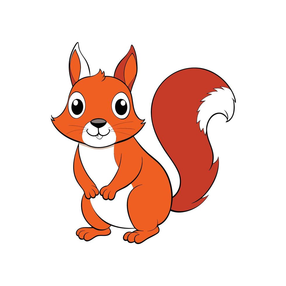 Cartoon squirrel illustration in orange, white, and black color vector