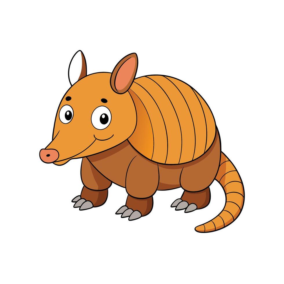 Cute cartoon armadillo character illustration, isolated on white background vector