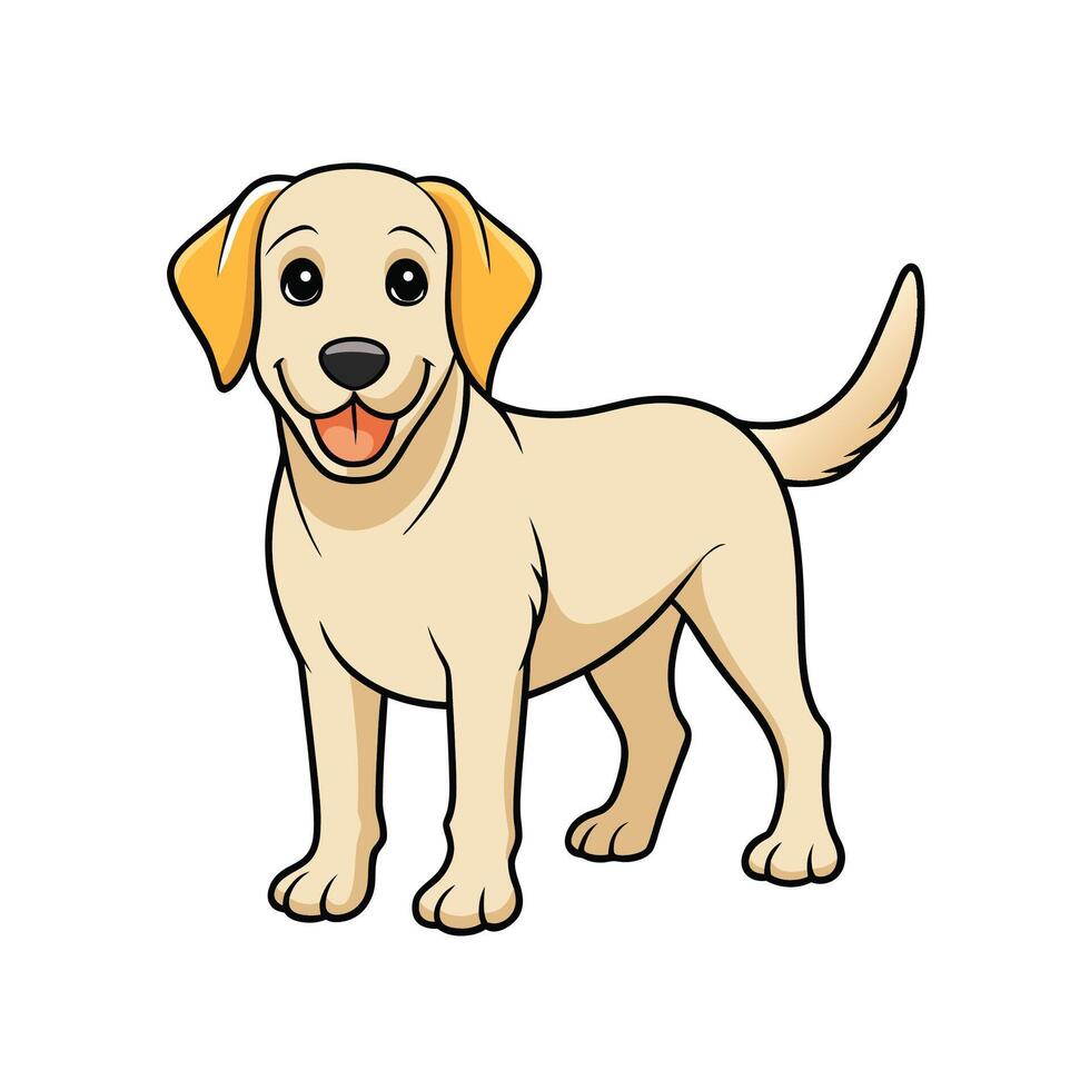 Happy cartoon Labrador Retriever stands facing forward with smile vector