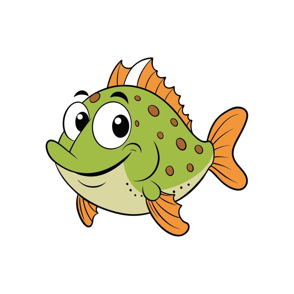 Happy cartoon fish with big eyes isolated on white vector