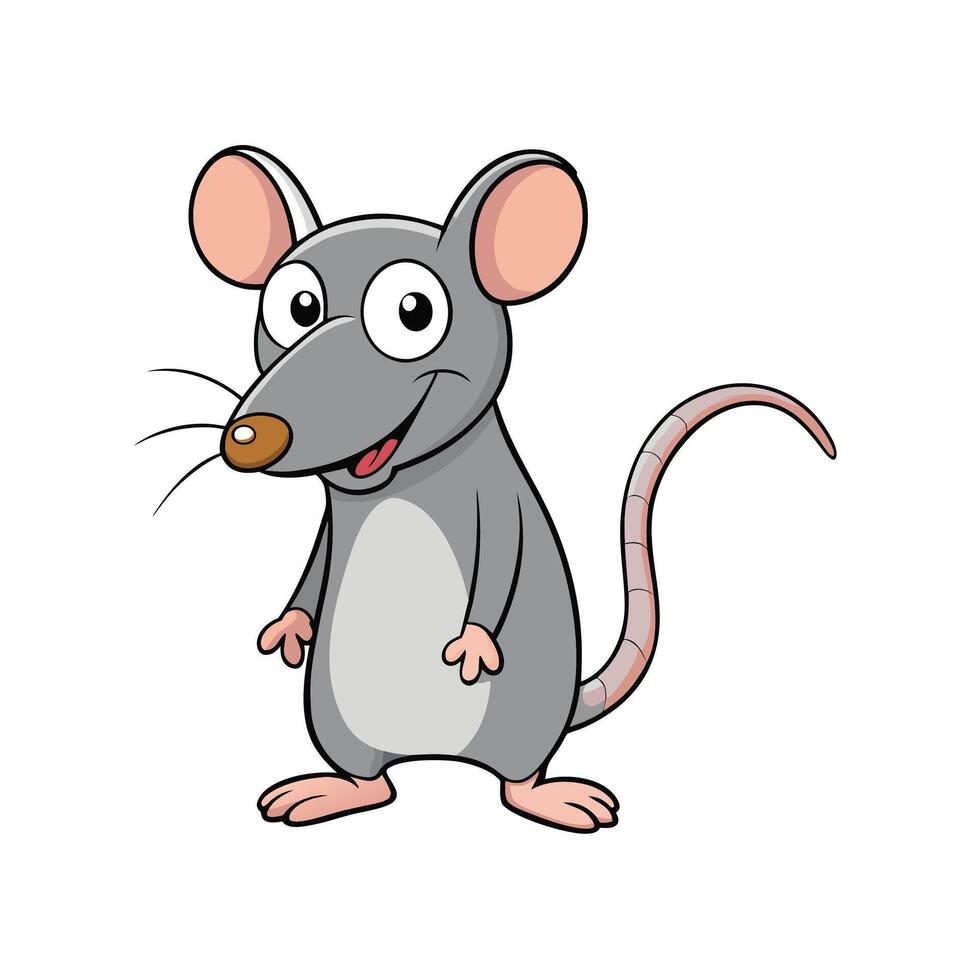Cartoon mouse illustration standing isolated on a white background vector