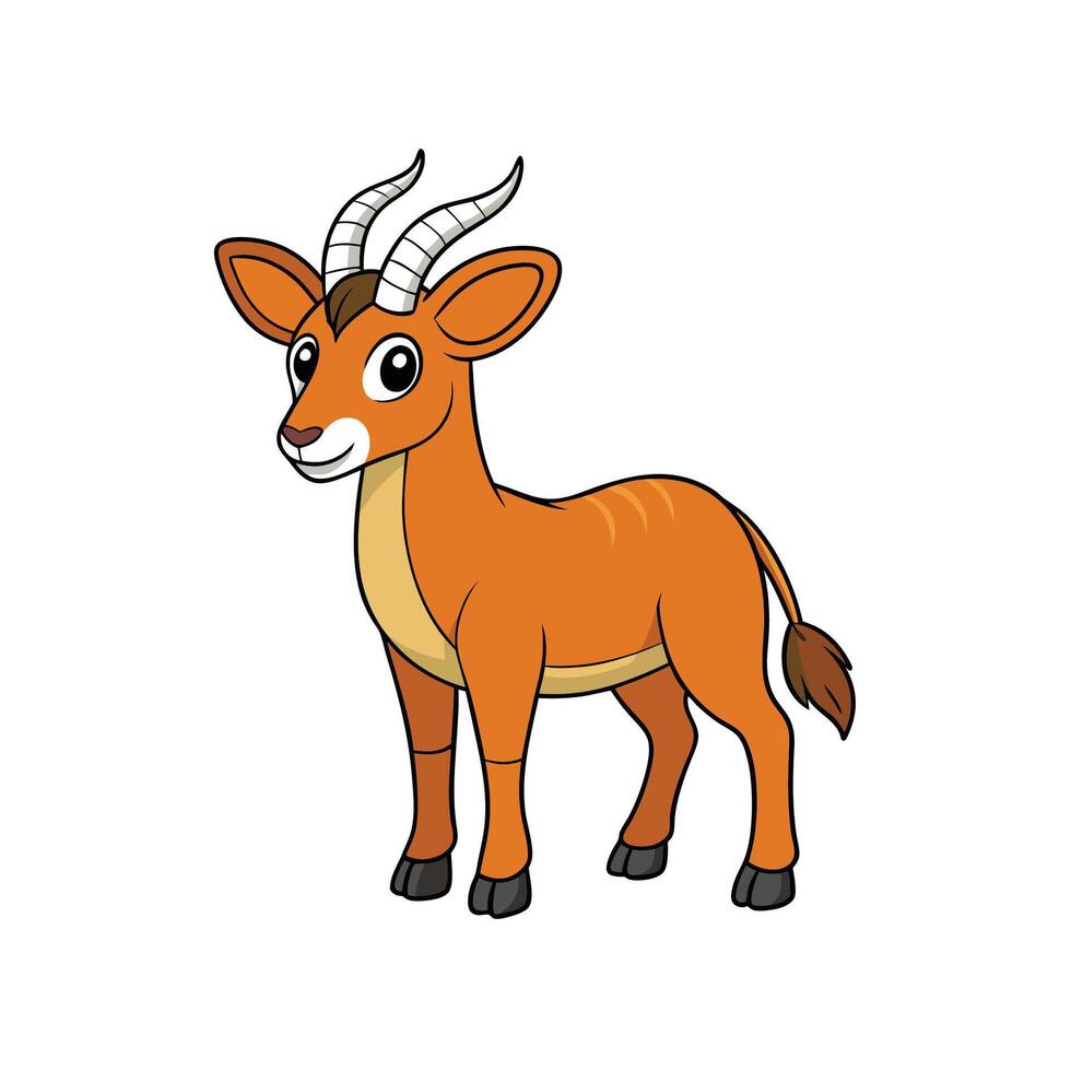 Cartoon illustration of a cute, smiling antelope on white vector