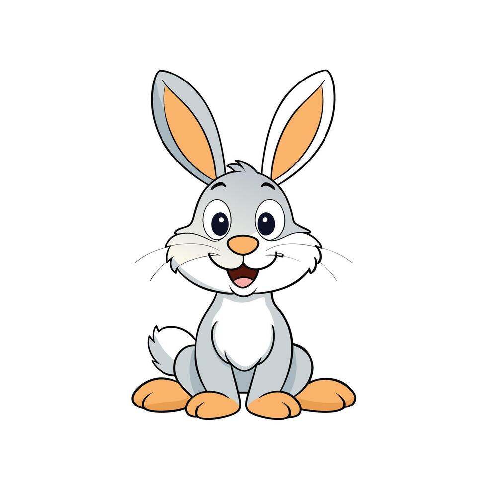 Cute cartoon bunny with big eyes and a smile vector
