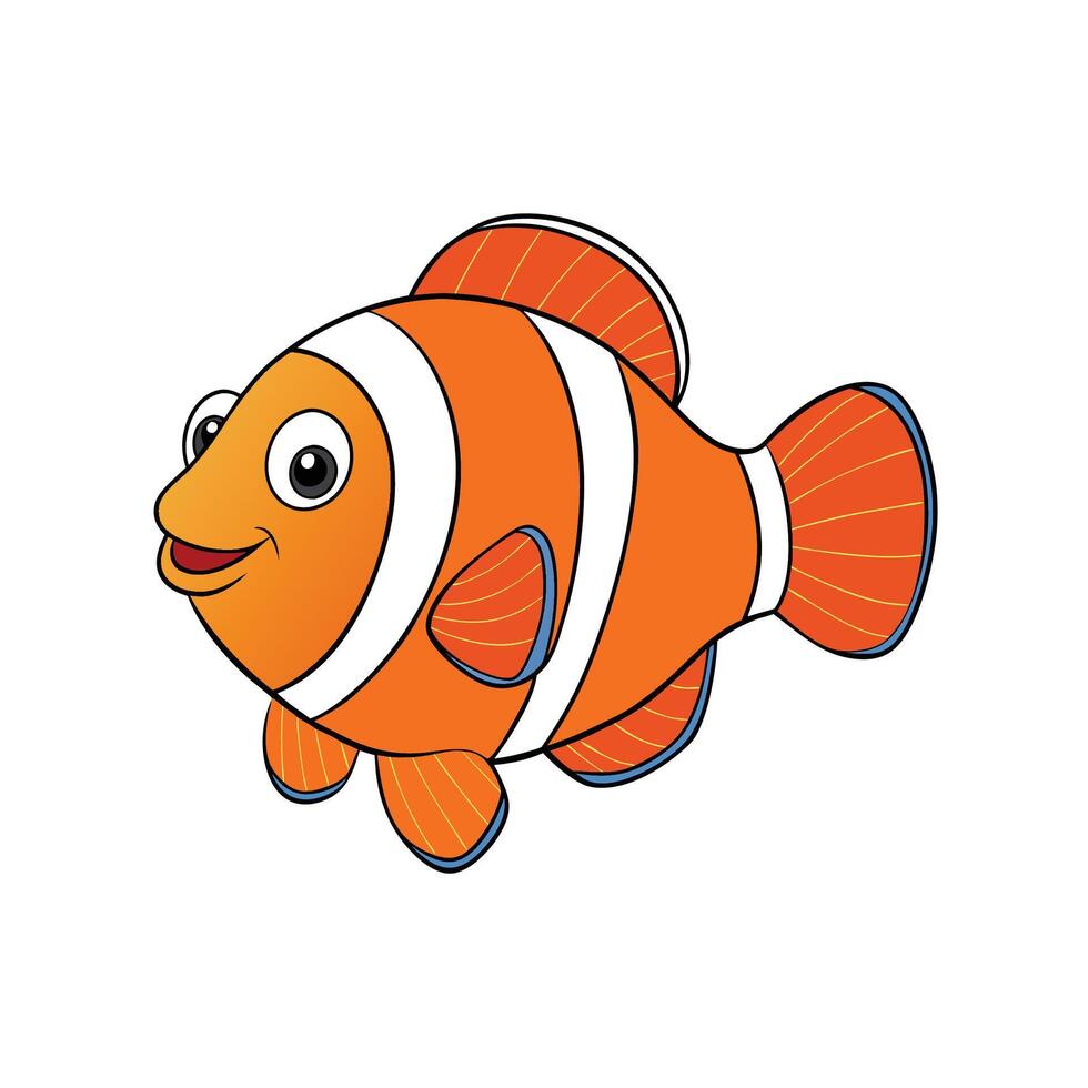 Cartoon clownfish illustration swimming happily on a white background vector