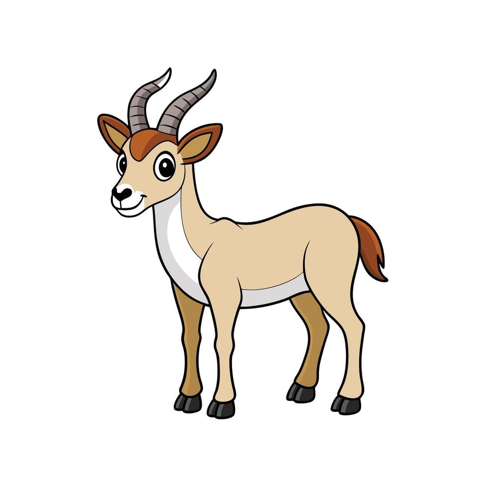 Cartoon Impala illustration with white background standing in profile vector