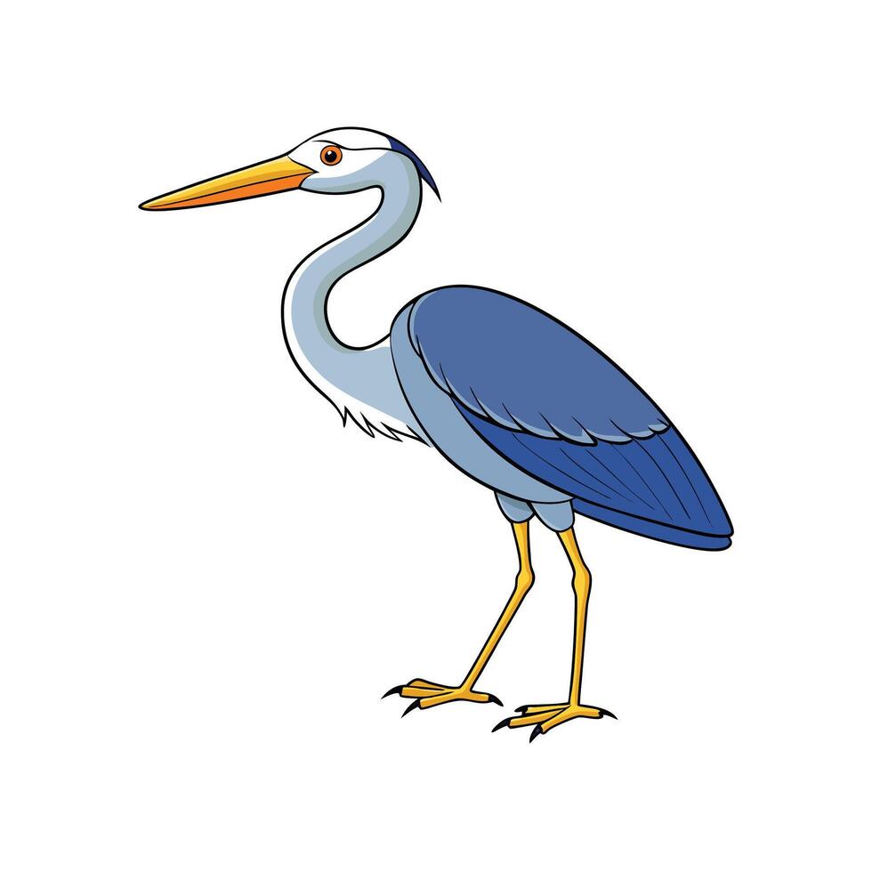 Cartoon style illustration of a great blue heron bird vector