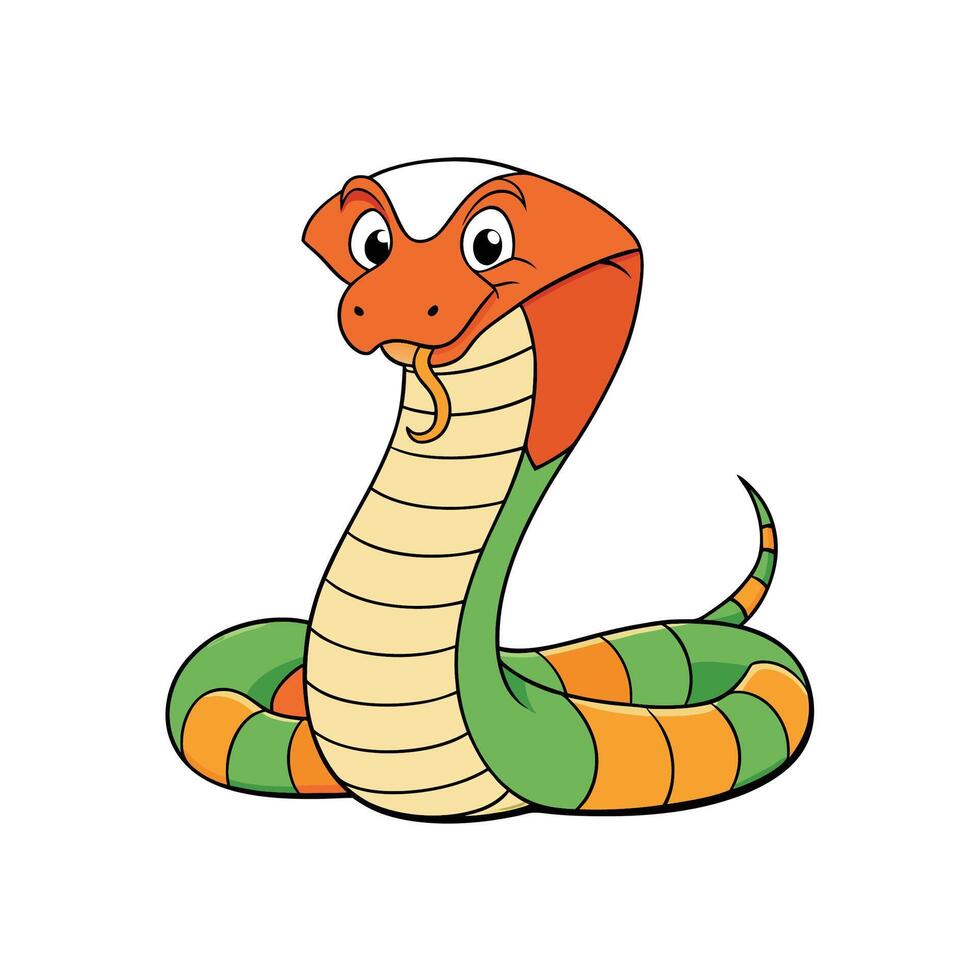 Cartoon cobra coiled and ready with tongue sticking out vector