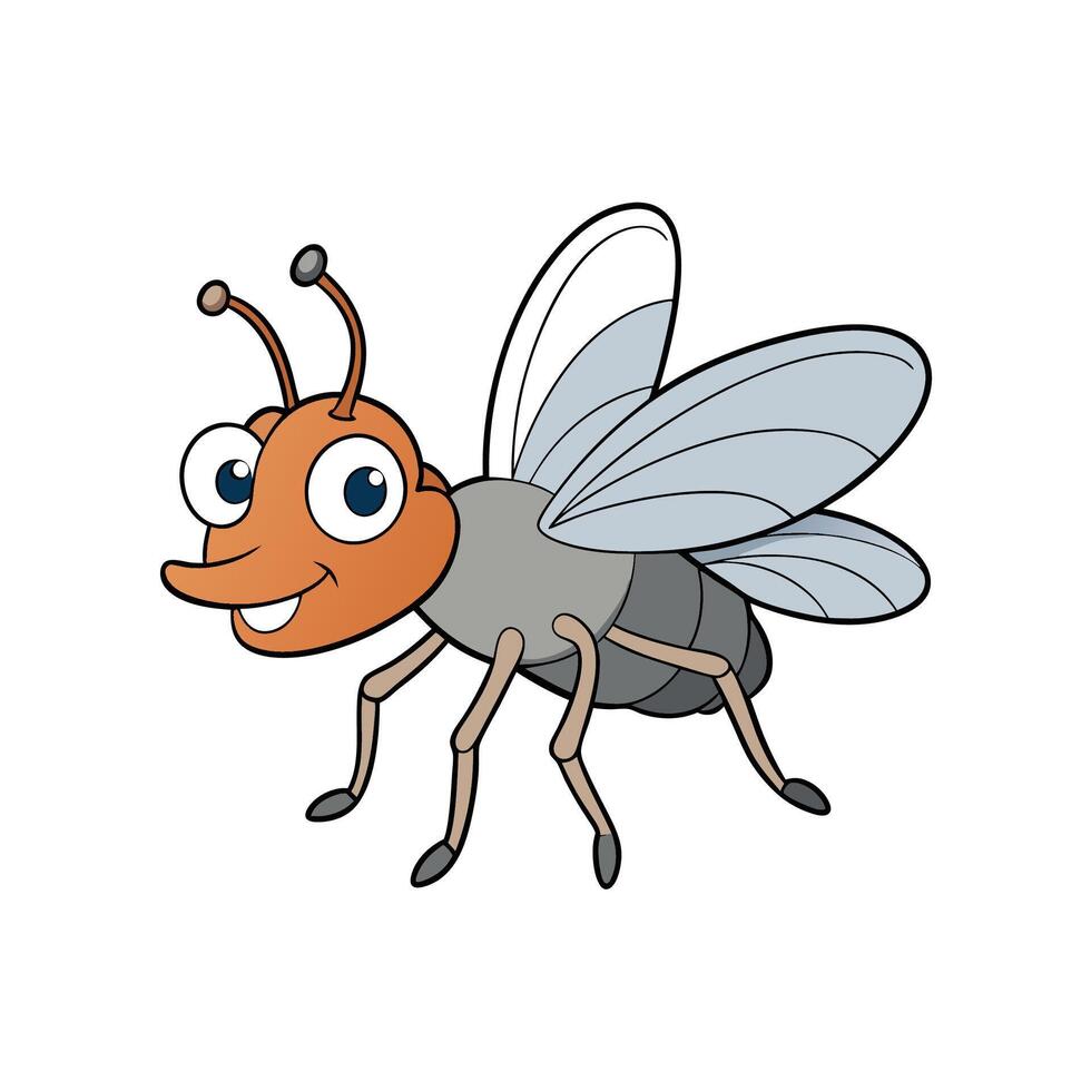 Cartoon fly with big eyes smiles happily at camera vector