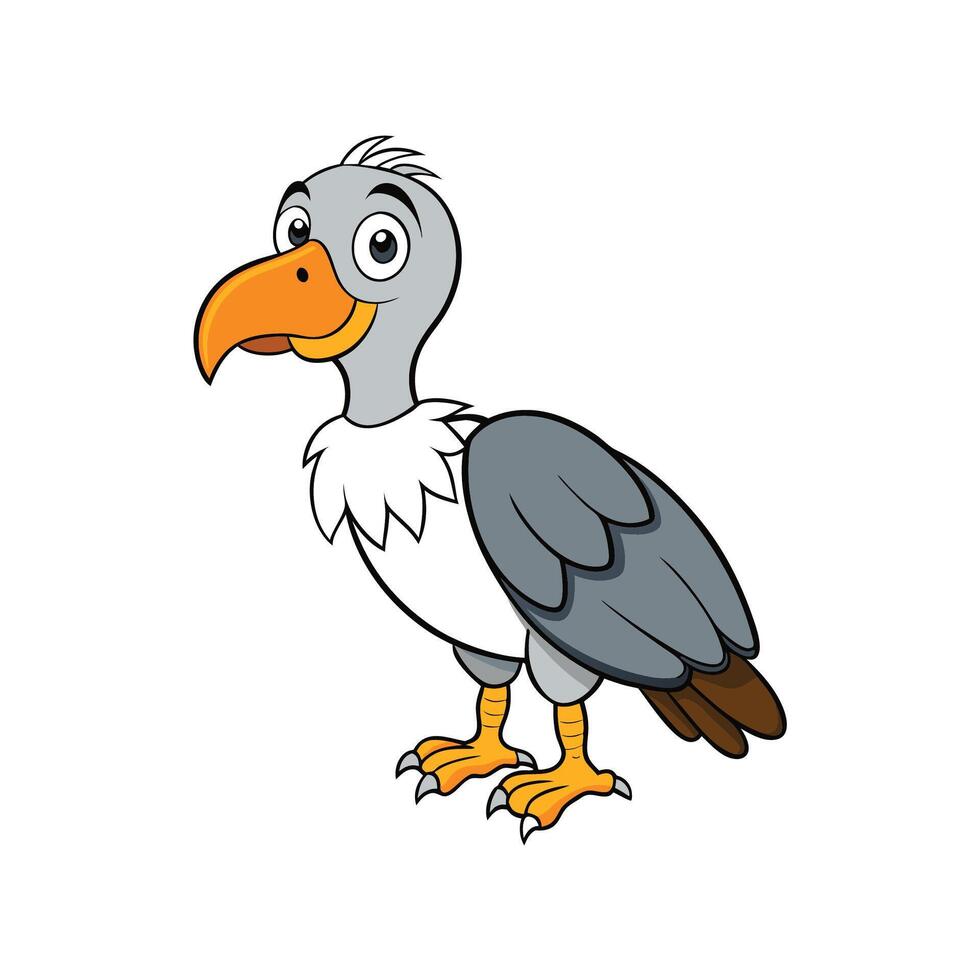 Whimsical cartoon vulture character illustration in a clean style vector