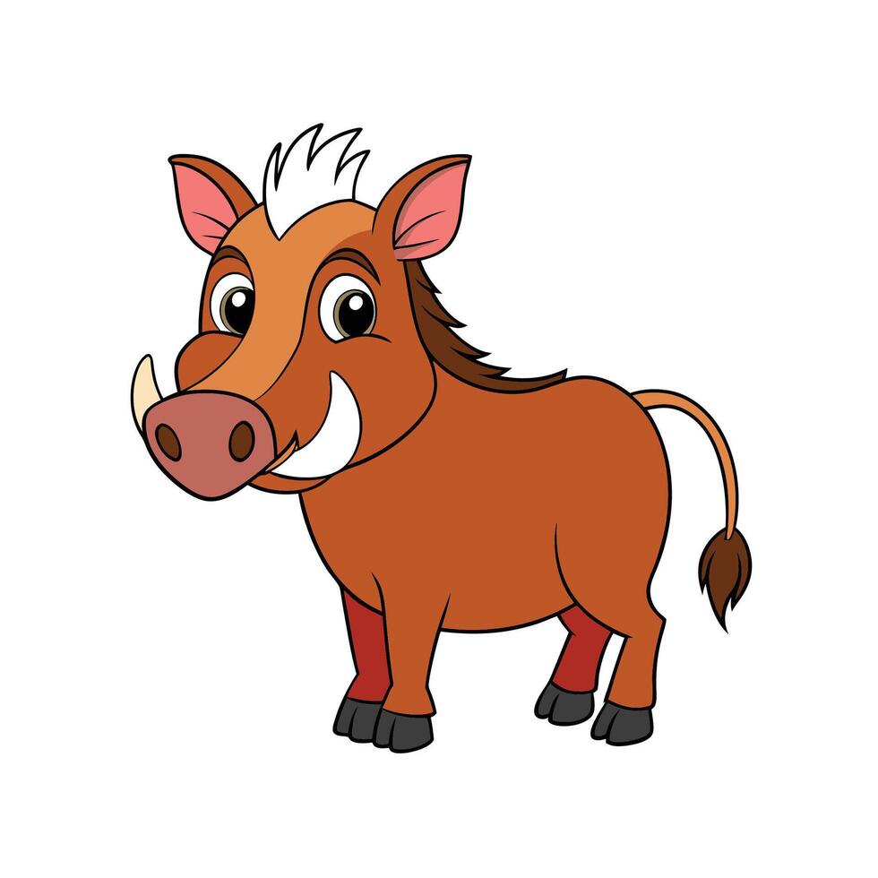 Cheerful cartoon warthog illustration isolated on white background stock vector
