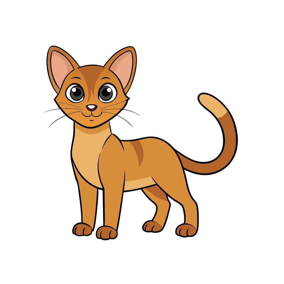 Cute cartoon cat with big eyes standing upright pose vector