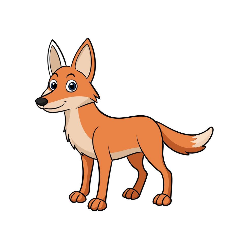 Cartoon fox stands isolated on a white background smiling vector