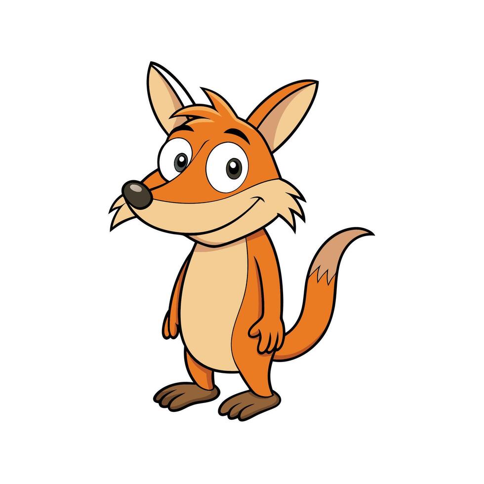 Cartoon fox standing upright with happy expression isolated on white vector