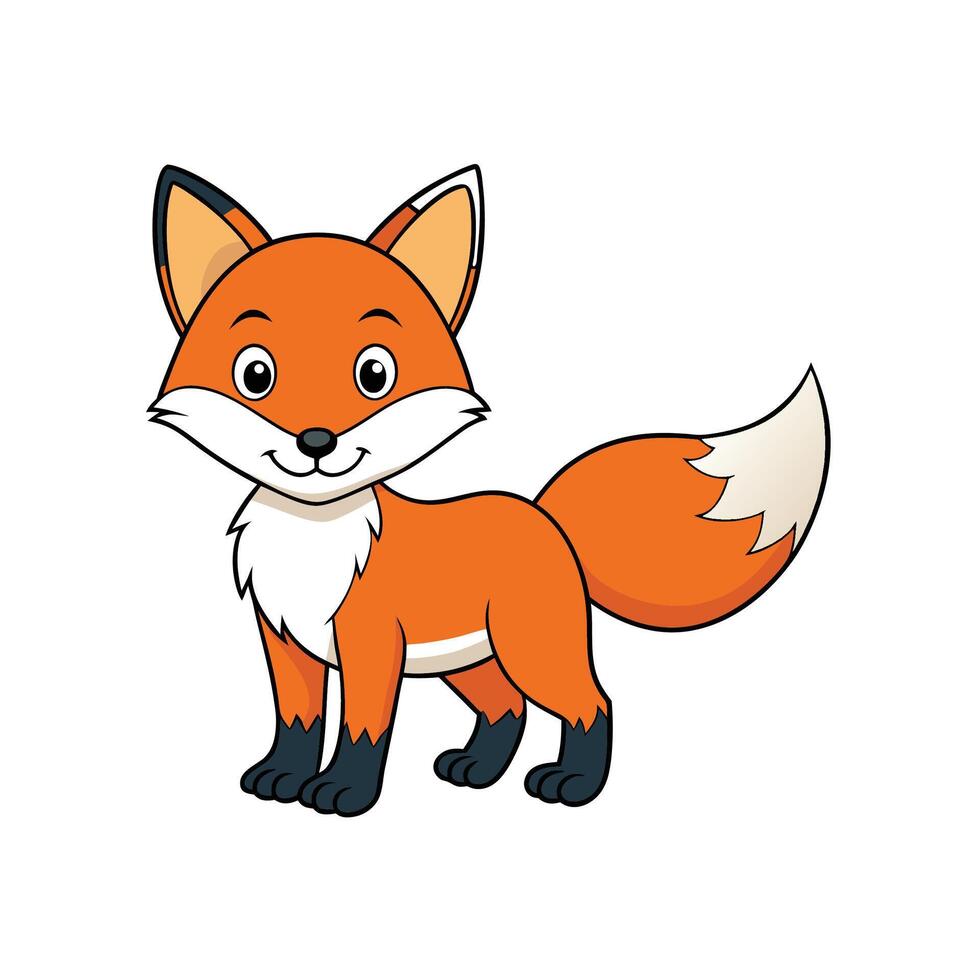 Cartoon fox illustration with friendly smile on white background vector