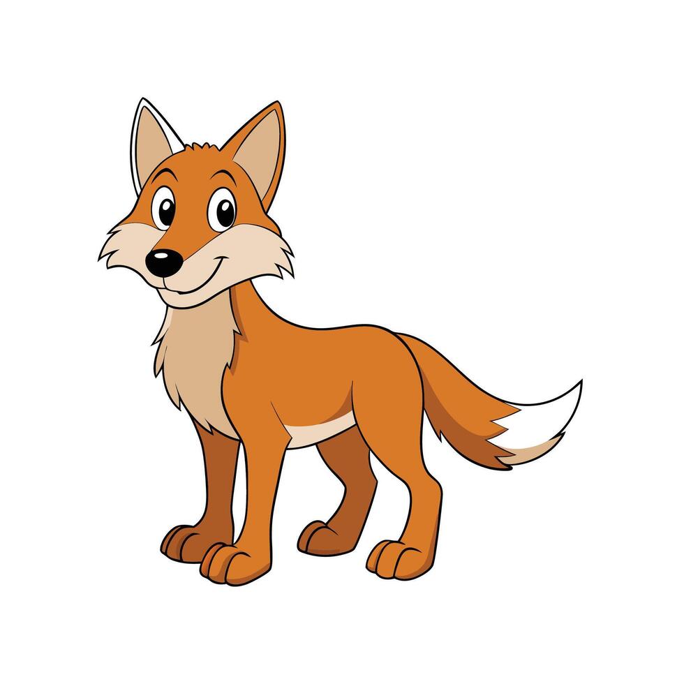Cheerful cartoon fox standing with a friendly smile illustration vector