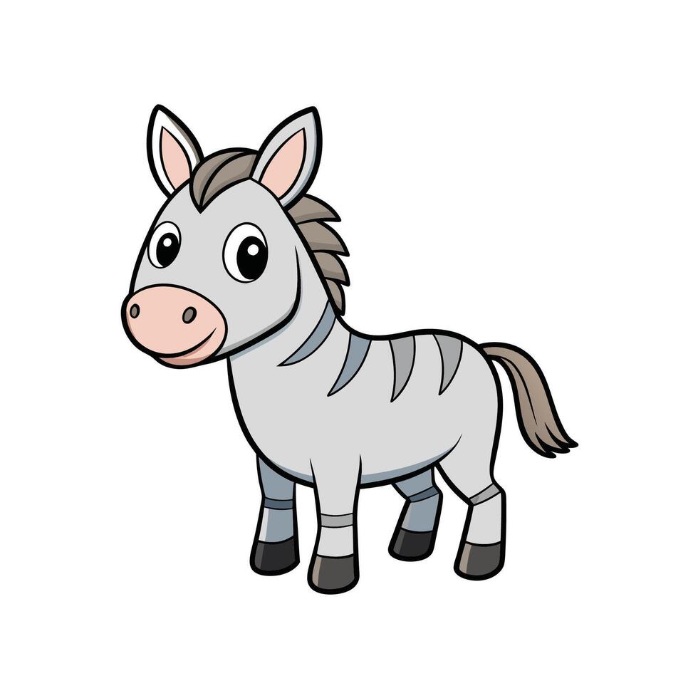Cartoon Zebra Illustration Isolated On White Background For Kids vector