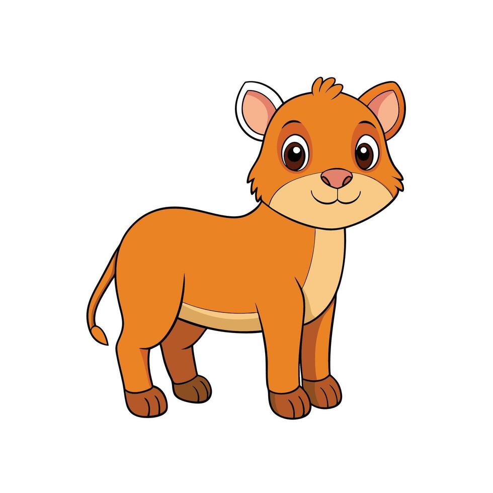Cute cartoon lion cub character isolated on white background vector