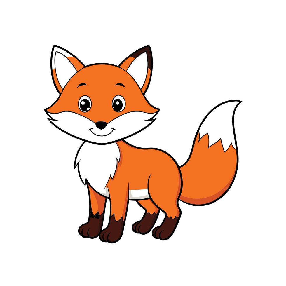 Cartoon fox character illustration standing in full view studio vector