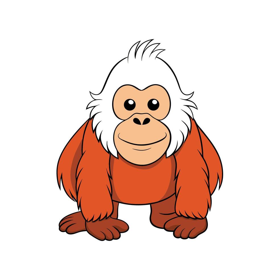 Cartoon orangutan standing and smiling isolated on white background vector