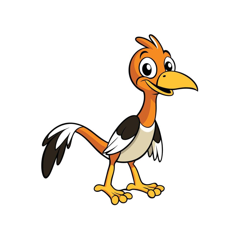 Cartoon bird character with orange plumage and yellow beak vector
