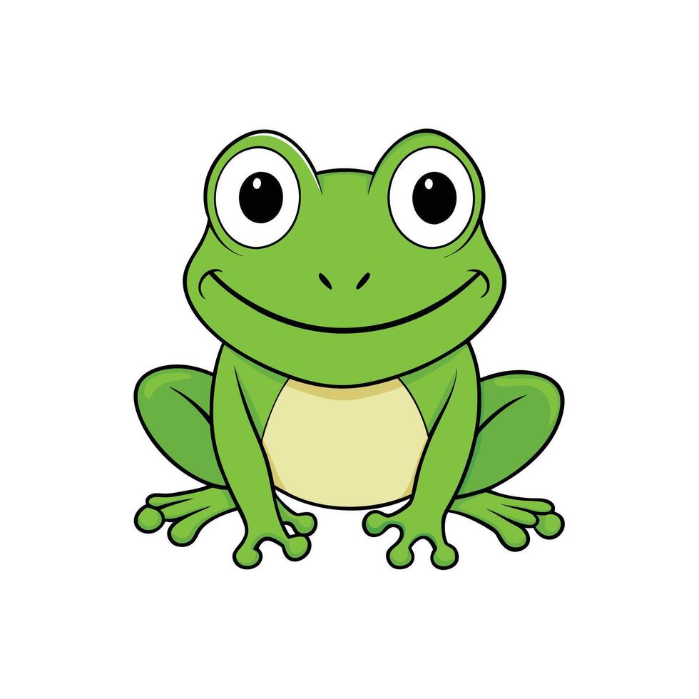 Cartoon smiling green frog isolated on white background illustration vector