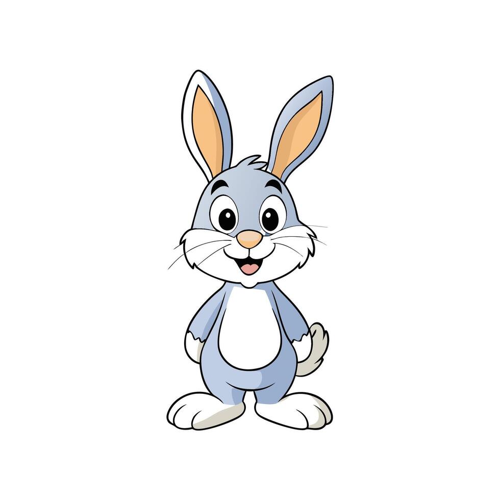 Cartoon Blue Easter Bunny Standing Upright Isolated on White vector