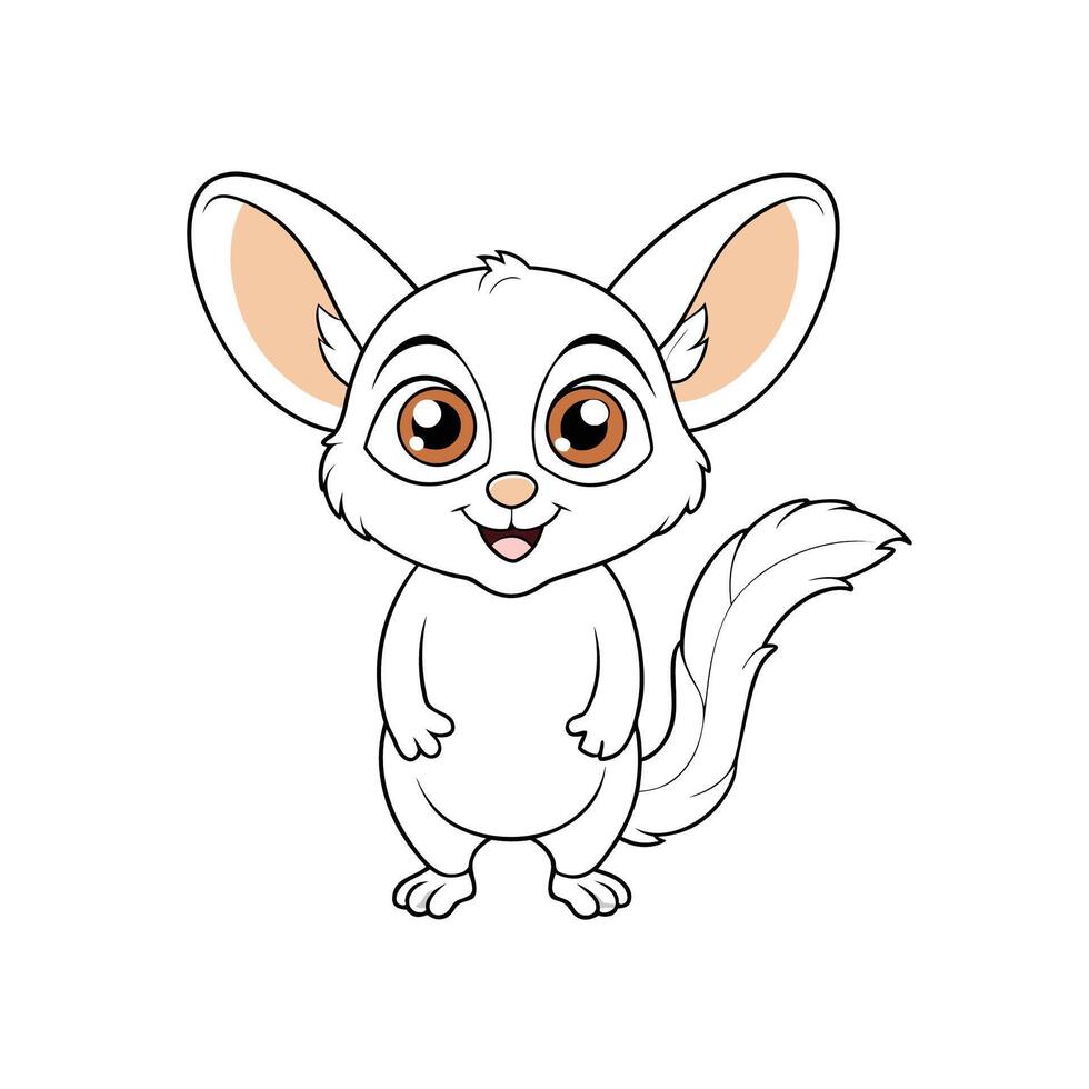 Cute Cartoon Fennec Fox Standing Tall with a Smile vector