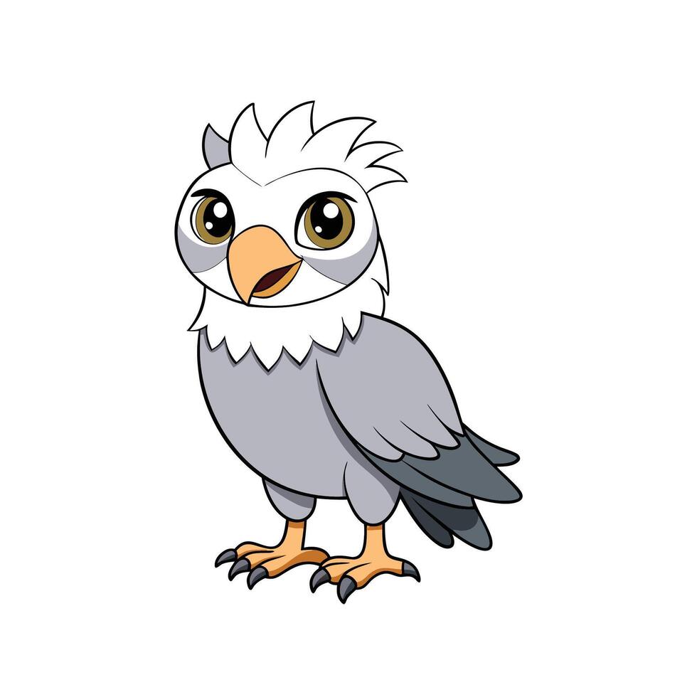 Cute cartoon owl with curious gaze, isolated illustration vector