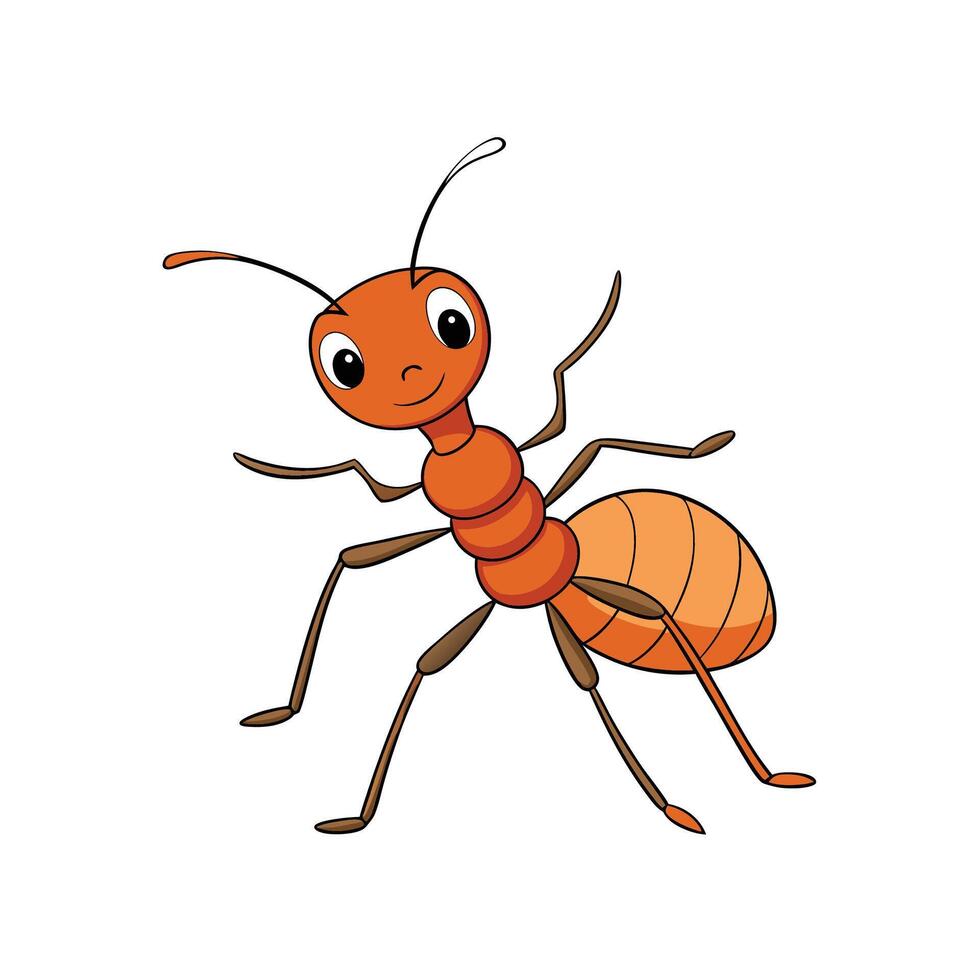 Cartoon Ant Illustration Standing Upright on White Background vector