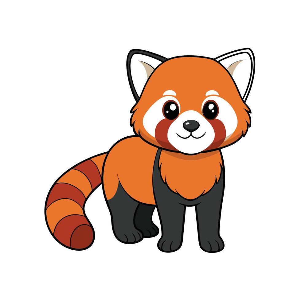 Cute Cartoon Red Panda Illustration on a White Background vector